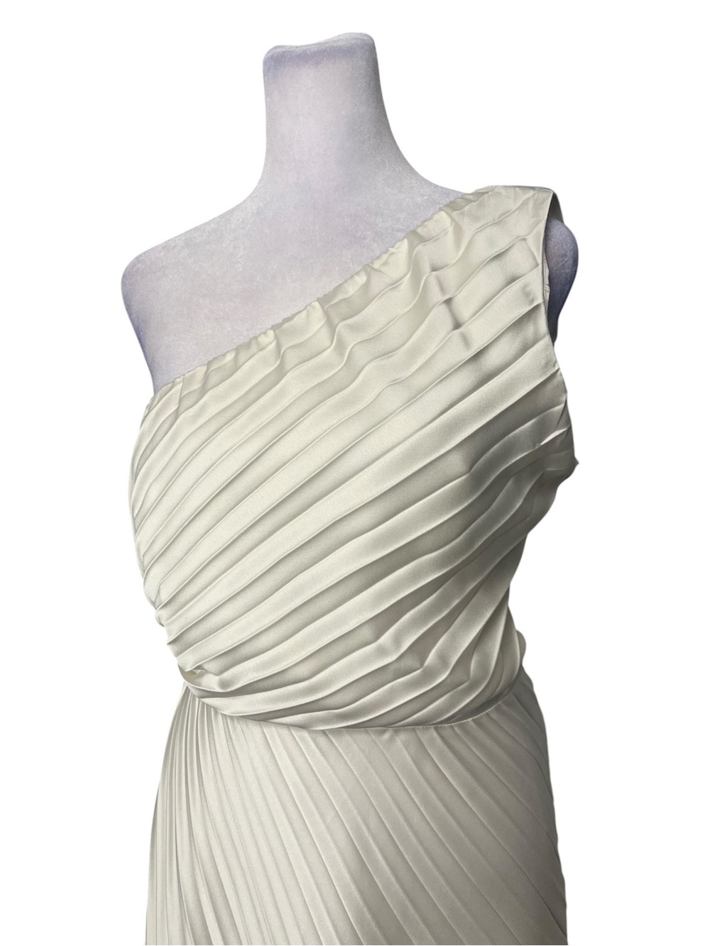 Abercrombie & Fitch Giselle Ivory One Shoulder Pleated Maxi Dress Sz Large Tall - Picture 5 of 8